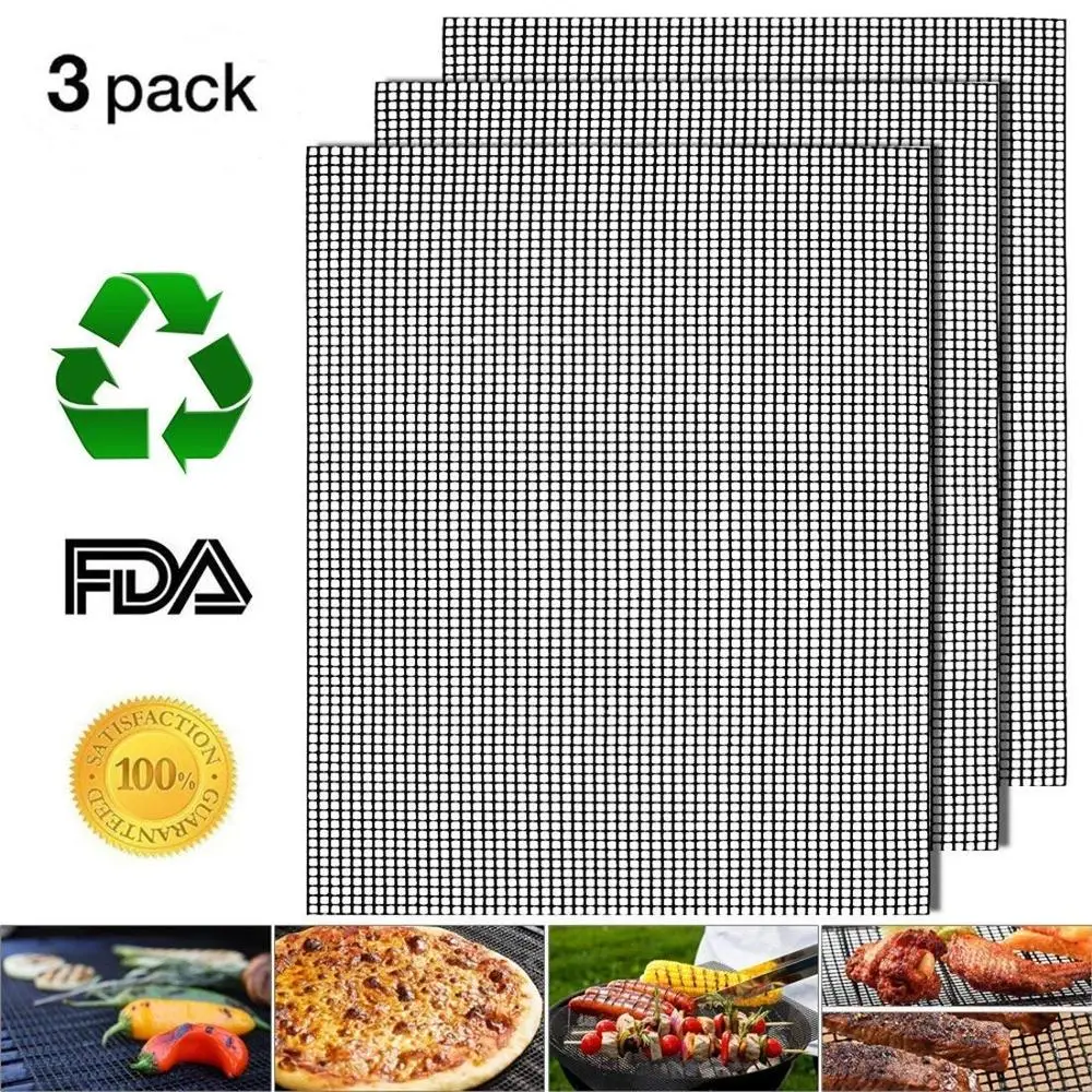 BBQ Grill Mesh Mat Non Stick Fish and Vegetable Mat Set of 3 