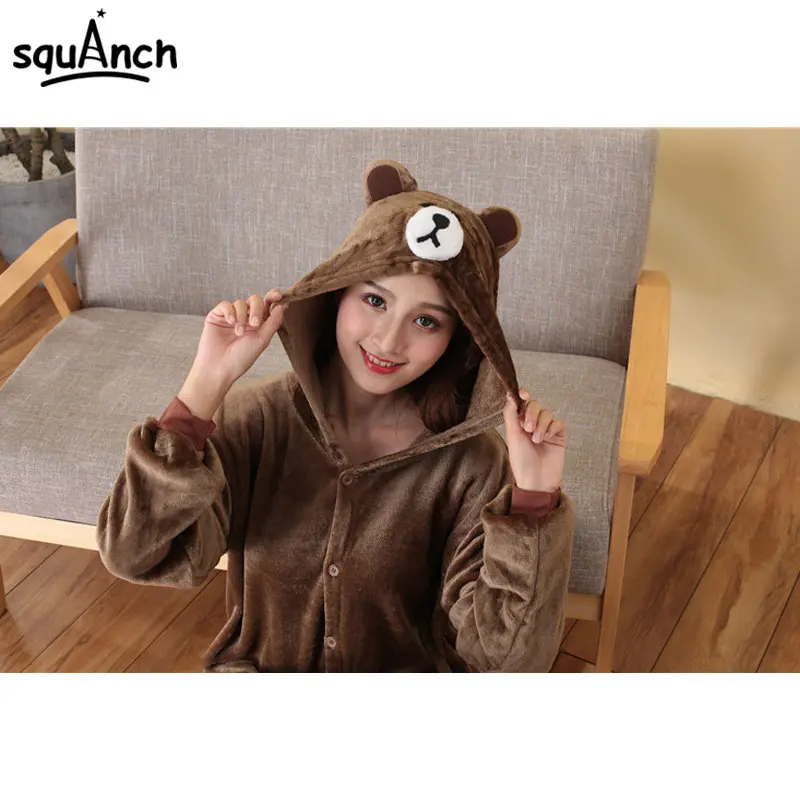Adult Bear Onesie Pajama Overalls | Animal Kigurumi | Loose Style Winter Sleepwear for Carnival Parties image 4