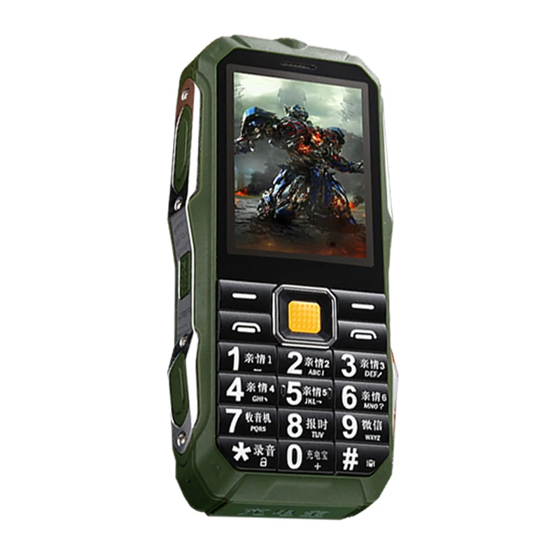 Ударопрочный фонарик FM радио, долгий режим ожидания, черный список, две sim-карты, внешний аккумулятор, мобильный телефон для пожилых людей P048 - Цвет: Green