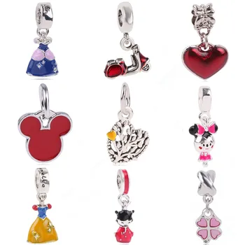 

Cute Princess Dress Gossip Cherry Mickey Pendant Series DIY Suitable for Pandora Bracelet High Quality Gift Preferred Charm
