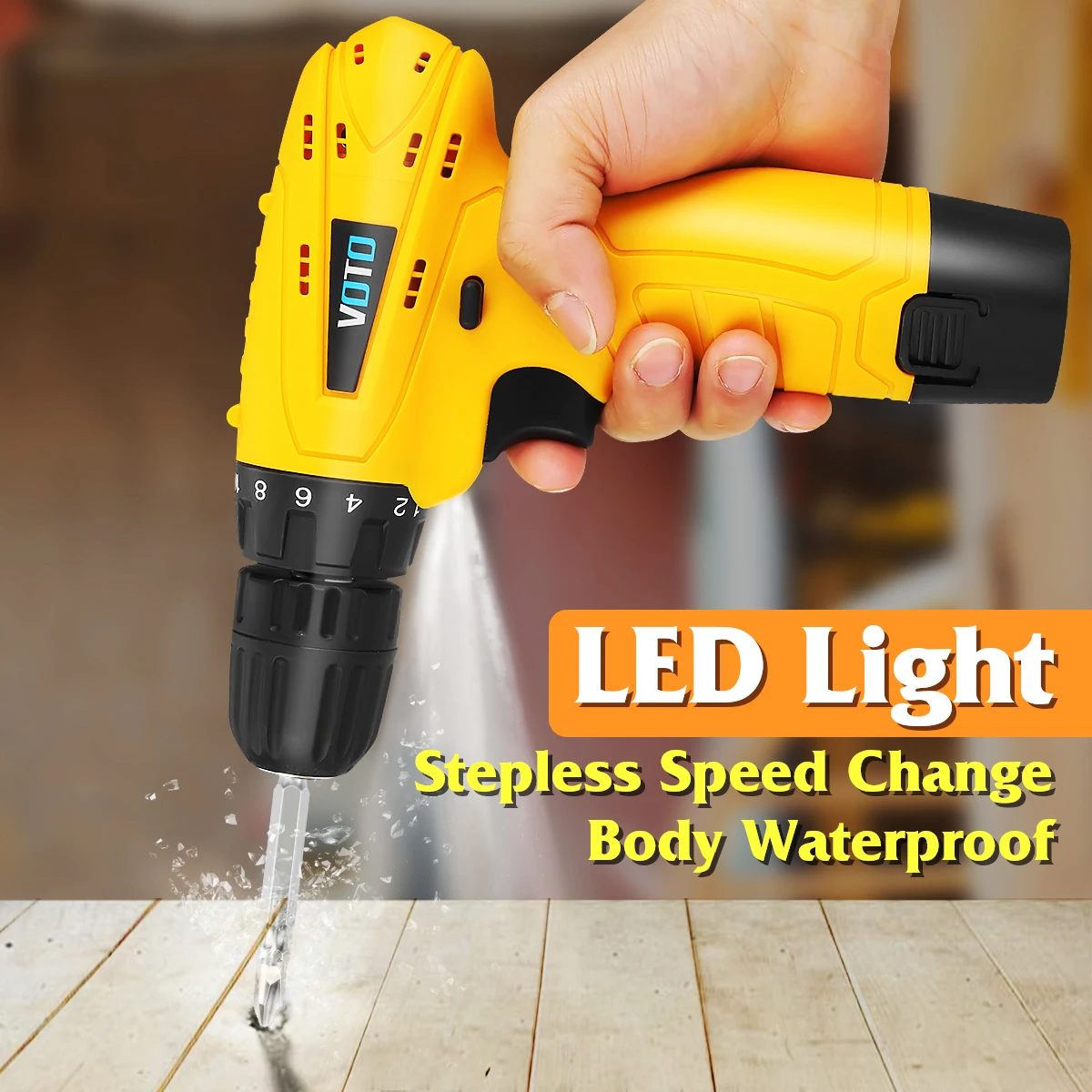 

Rechargeable Lithium Battery Electric Screwdriver Kit 12V Cordless Drill Power Tools Multi-function 10mm Chuck Drill Screwdriver