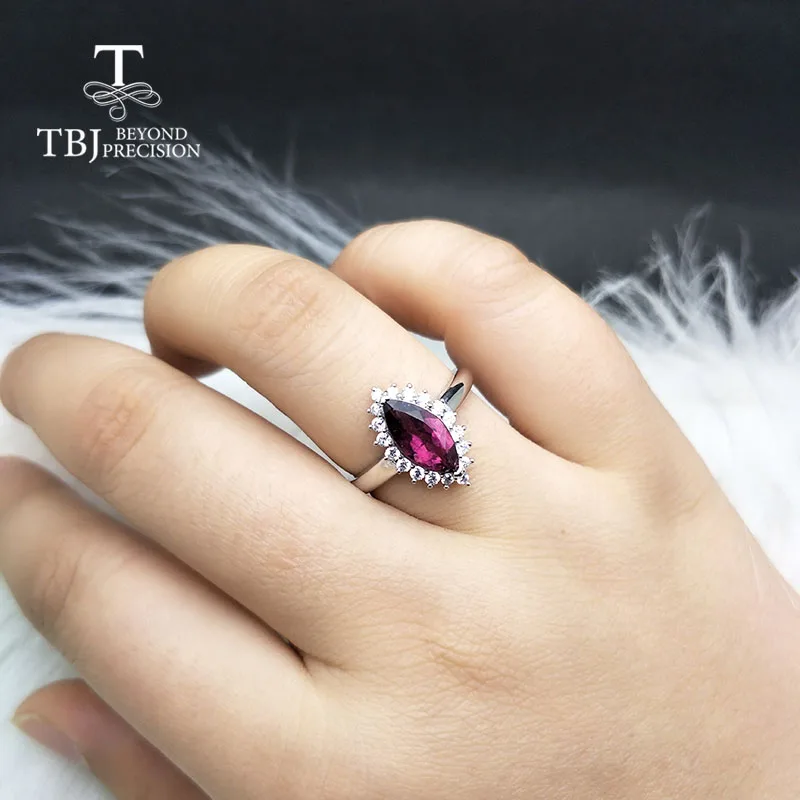 TBJ, натуральный множественный турмалиновый 1.25ct драгоценный камень кольцо 925 стерлингового серебра ювелирные украшения для женщин хороший подарок Специальная цена - Цвет камня: red