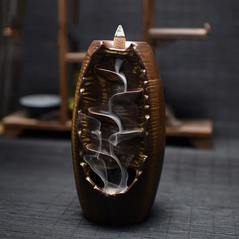 

New Popular Handicraft Incense Holder Ceramic Aromatherapy Crafts Incense Ddiffuser Home Office Backflow Incense Burner 4 Color