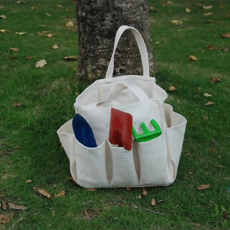 Wholesale Burlap Garden tool bag with handle straps , Monogramable
