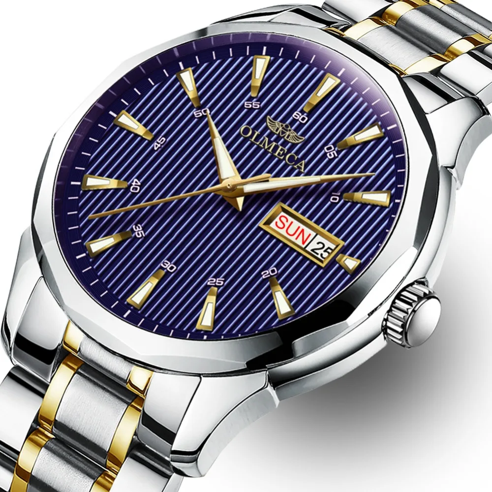 

OLMECA new high quality luxury fashion men's watch waterproof luminous quartz watch steel belt men and women free postage