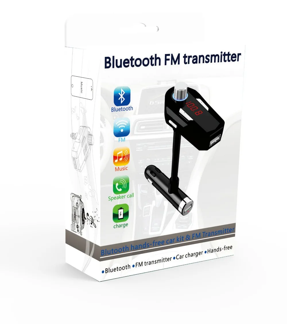 YUANMINGSHI Bluetooth Автомобильный fm-передатчик двойной USB 2.4A/1A автомобильное зарядное устройство Hands-free автомобильный комплект для смартфонов