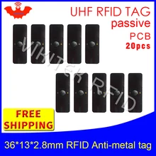 UHF RFID металлическая бирка 915 м 868 м EPC 20 шт управление фиксированными активами 36*13*2,8 мм небольшой прямоугольник PCB пассивные RFID метки