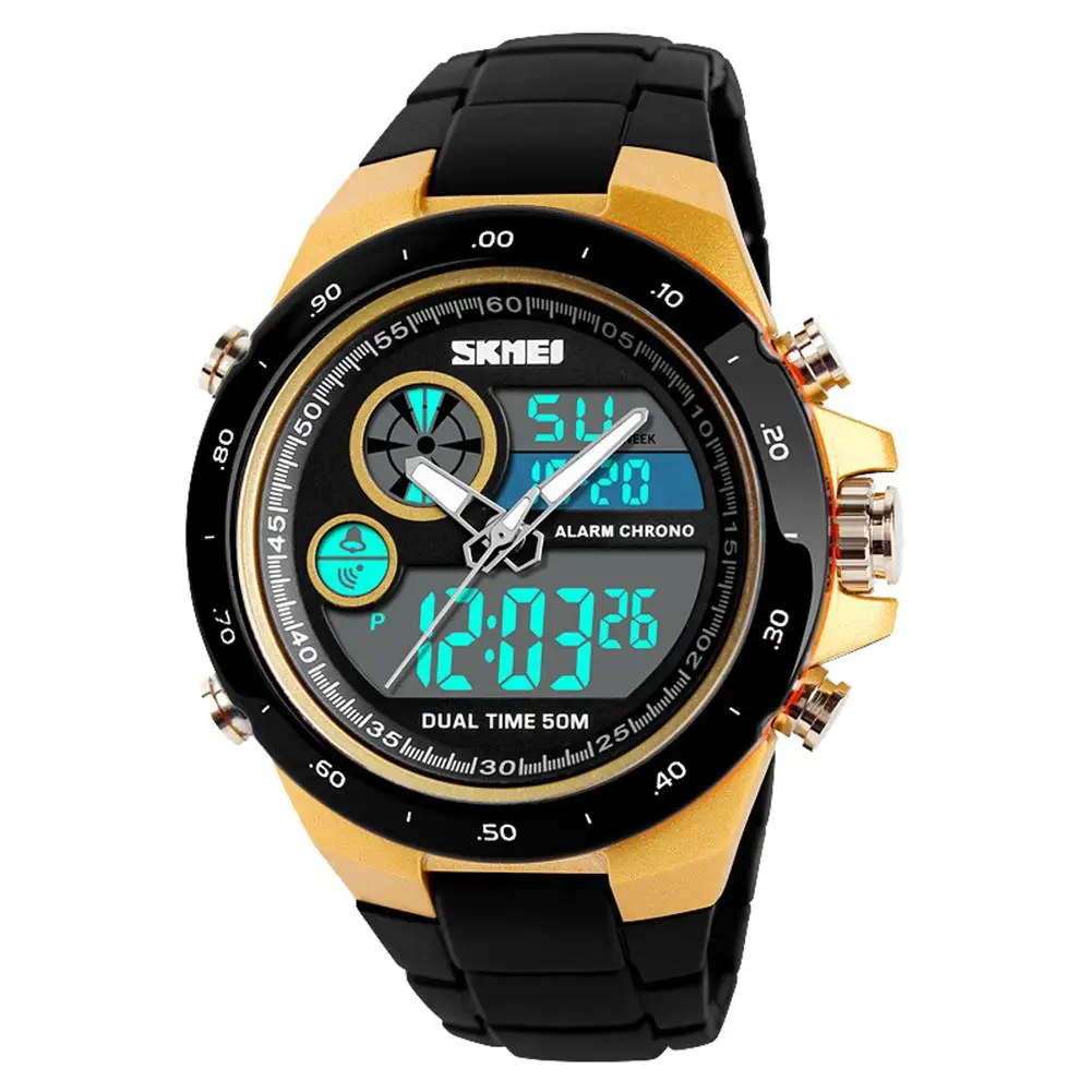 

Fashion Men Luxury Clock Stopwatch Outdoor Multifunctional Sports Digital Dual Display Alarm Backlight Student Wrist Watch