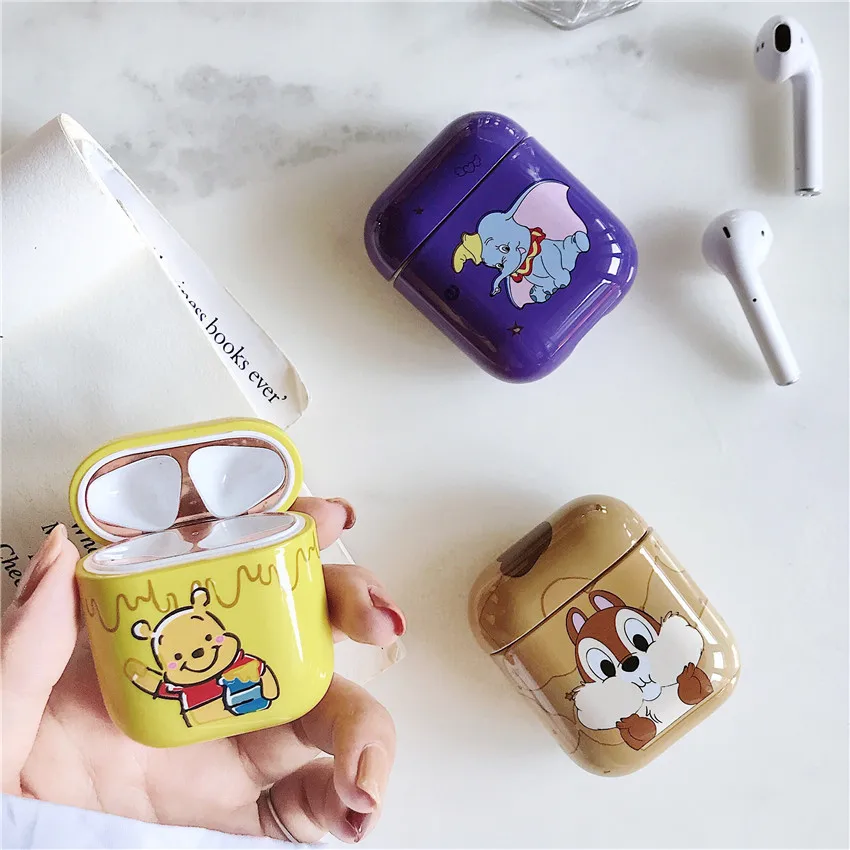 Cute Cartoon Dumbo Winnie Pooh Bear Earphone Hard Case Cover For Apple Airpods 1 2 Wireless Wired Charging box Accessories bag