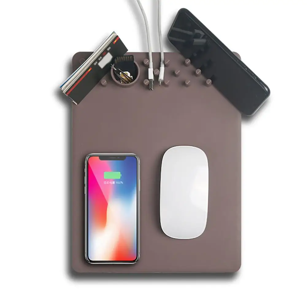 

Sale Creative Qi Wireless Charger Mouse Pad Anti-slip Mat Phone Stand Desk Organizer