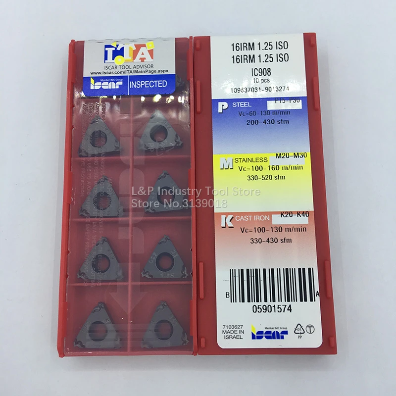New Original ISCAR Threading Inserts 16IRM 1.25ISO IC908 Carbide