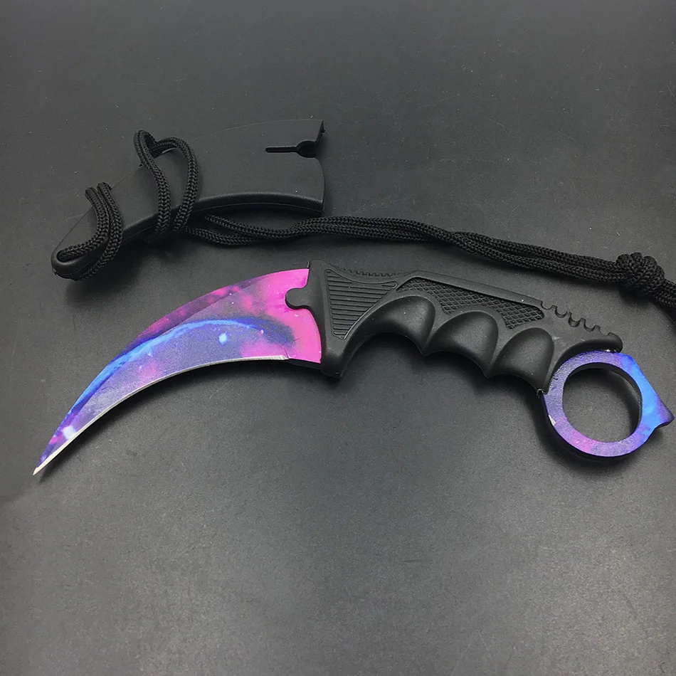 CS GO нож-Коготь Karambit, нож для шеи с ножной, Тигриный зуб, настоящий игровой нож, красный, синий, золотой цвета, Походный нож