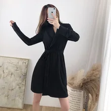 Spring Summer New Cotton Nightgown Women's Long-sleeved Tie Bathrobe Large Size Home Clothes Woman Cloak Black Sleepwear