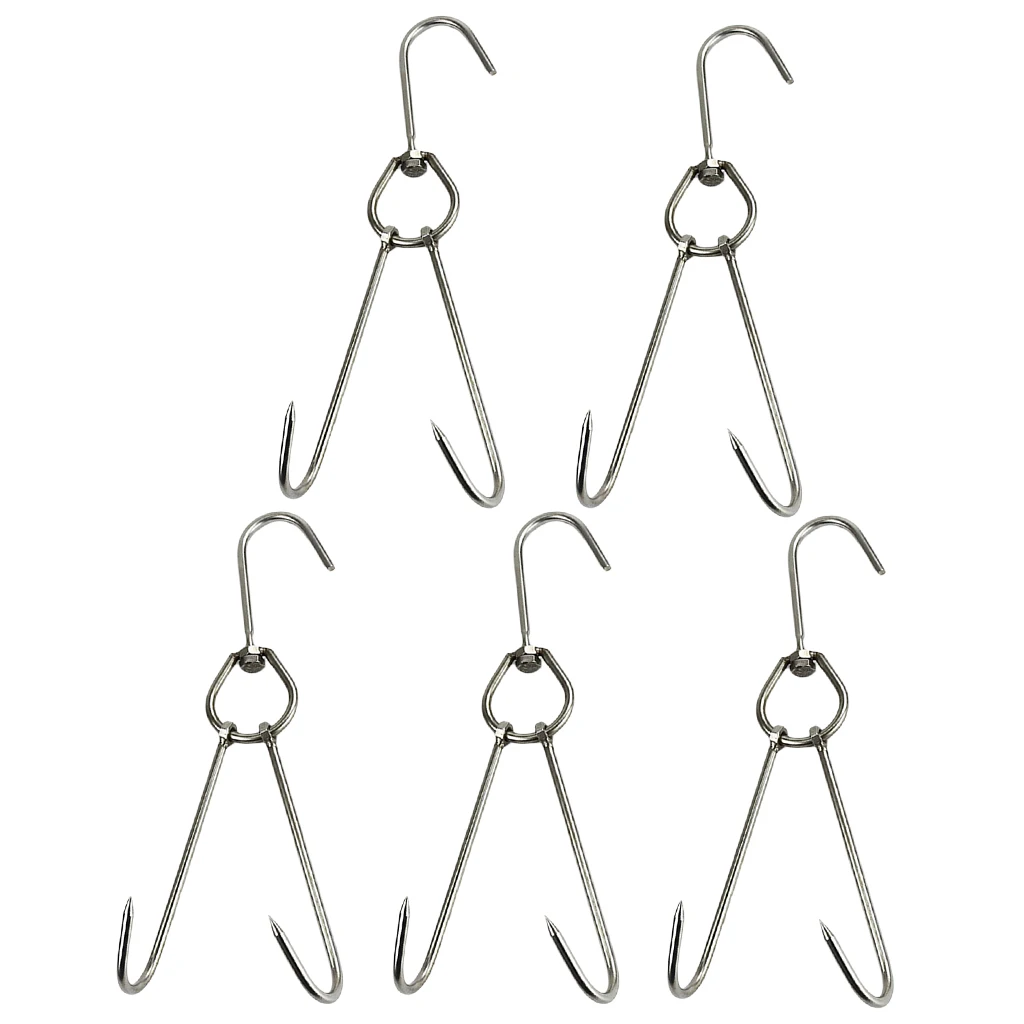 5pcs Extra Heavy-duty Stainless Steel Swivel Meat Hook Butcher Hook Multi Purpose for Kitchen Outdoor Storage 0.35x25cm