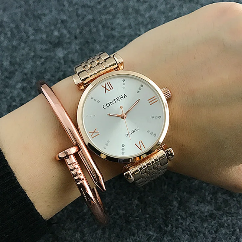 

Casual Simple Style Women Wristwatches Contena Luxury Stainless Steel band Elegant Business Dress Ladies Watch Trending Saat