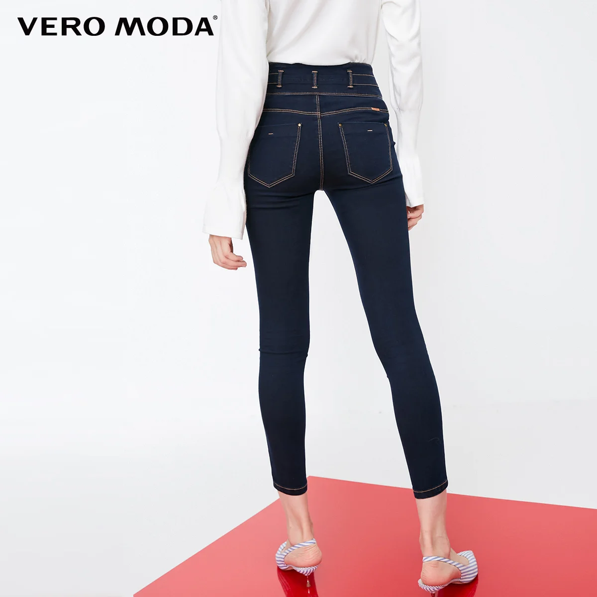 Vero Moda новые женские вымытые с высокой талией обтягивающие Стрейчевые облегающие укороченные джинсы | 318349519