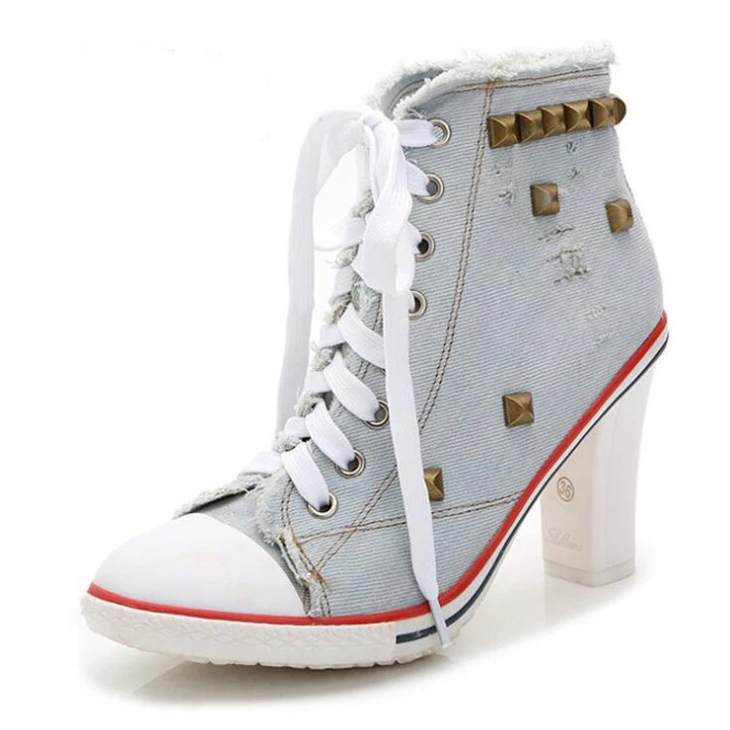 shadeng Casual high heels ladies shoes canvas shoes 2018 popular Roman models Women's Shoes