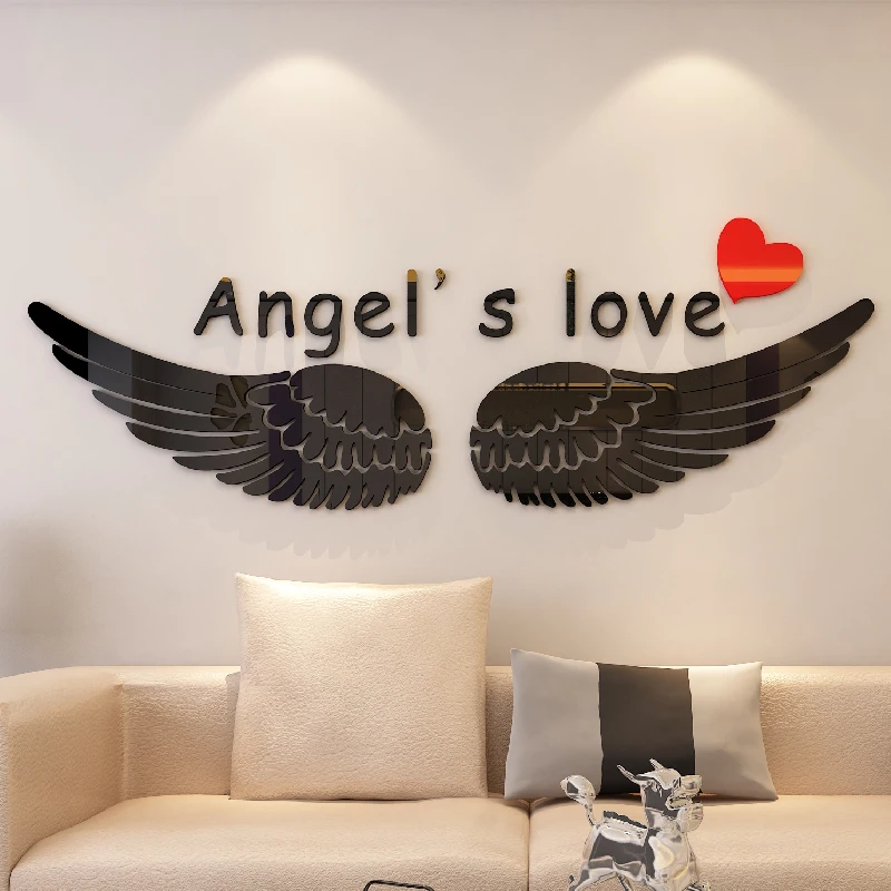Children's room Angel wings Acrylic mirror Wall stickers Bedroom Study