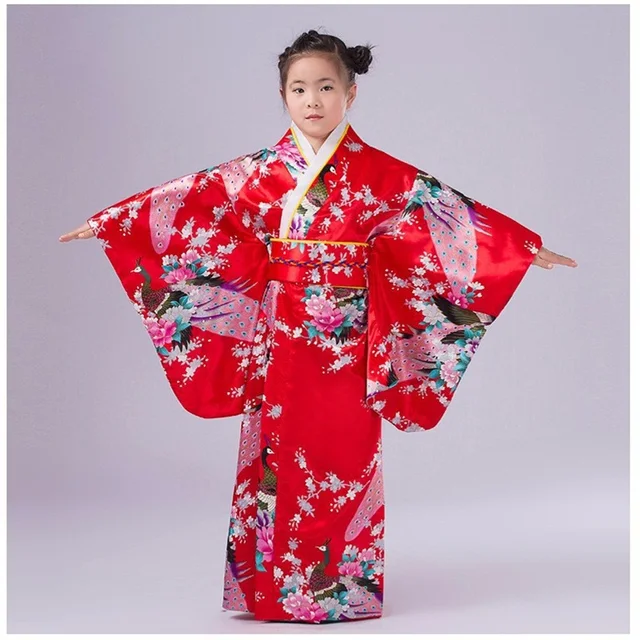 National Trends Japanese Girl Kimono Dress Traditional Children Yukata