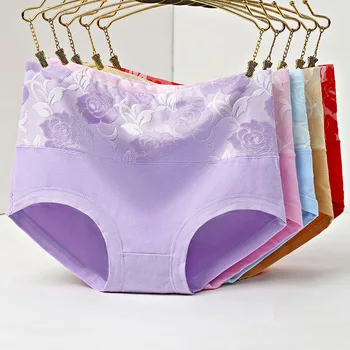 

High Waist Body Shaper Briefs Rose jacquard Panties Women's Sexy Underwear Slimming Pants Tummy Control Underpants 4 pieces