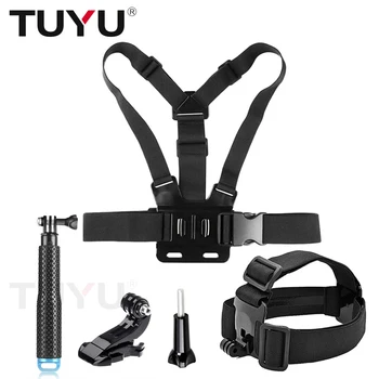 

TUYU Selfie Stick and Head Chest with Strap Mount For Gopro Hero 5 4 Session Xiaomi Yi 4K SJCAM Eken h9 Camera Accessories Set