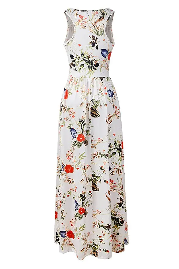 floral pocket sleeveless maxi dress