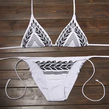 2018 Summer Beach Sexy Vintage Bikini Bandage Strappy Swimsuit Women Strings Bottom Brazilian Set Bathing Suit E547
