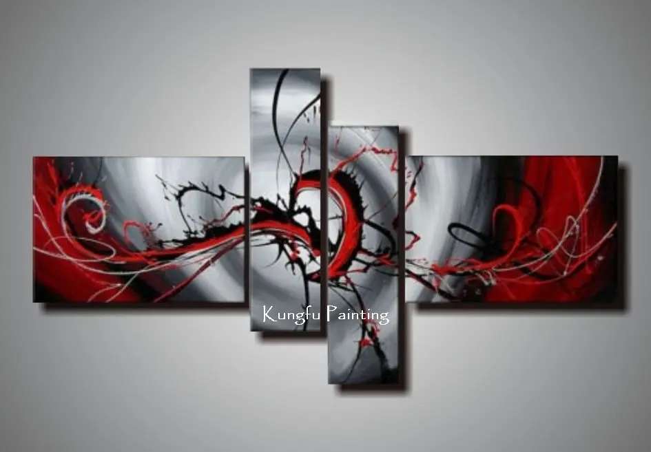 100 hand painted black white red canvas art group oil painting wall