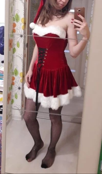 Cosplay&ware Plus Size Christmas Costume Women Red Sexy Dress Adult Female Fancy Cosplay Hat -Cosplayware Store