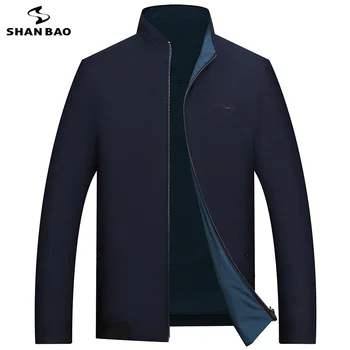 

SHANBAO high quality jacket front and back can wear 2019 spring new style thin section men's business casual embroidery jacket