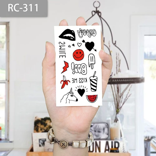 Классическое красное сердце Черный Клуб боди-арт Красота Макияж Водонепроницаемый Временные наклейки татуировки - Цвет: RC-311