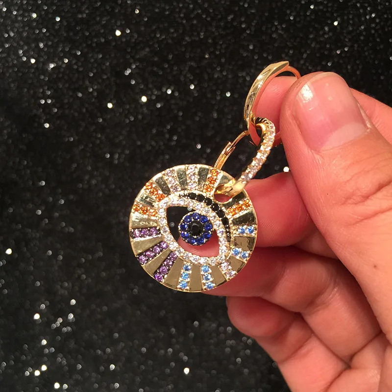 

New 1 Pair Micro Paved AAA Cubic Zirconia Devil Eye Asymmetry Drop Earrings for Women Party Jewelry Drop Free Shipping