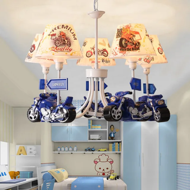 Art Deco Mini Harley Davidson Motorcycle Chandeliers Novelty Blue Art Deco Mini Harley Davidson Motorcycle Chandeliers Novelty Blue Cartoon Hanging Lamps Children S Room Led Chandelier Lights
