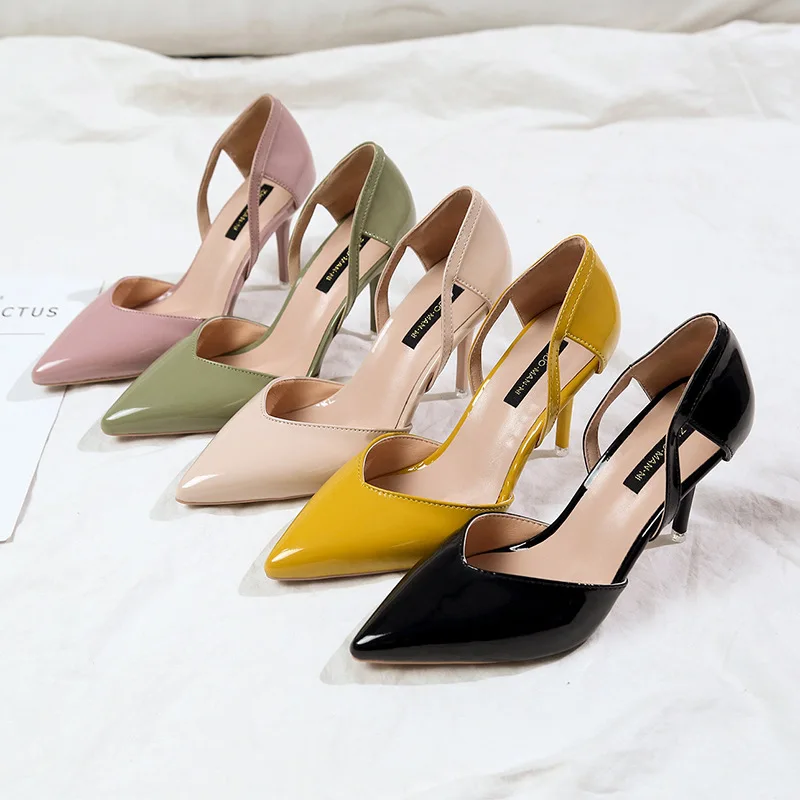 

Women's single shoes 2019 new fine with shallow mouth hollow high heels pointed hollow sexy thin feet wild women's shoes