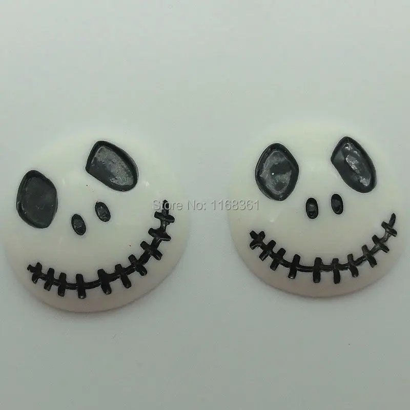 1pcs/lot resin flat back Halloween Skull head 24mm Cabochons Scrapbooking Hair Bow Center DIY Christmas decration C103-9