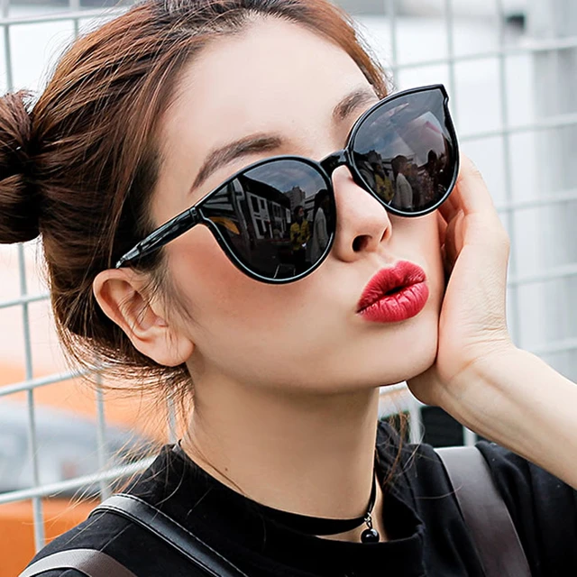 Large Frame Korean Sunglasses Men Women Design Style Viral UV400 Cat Eye