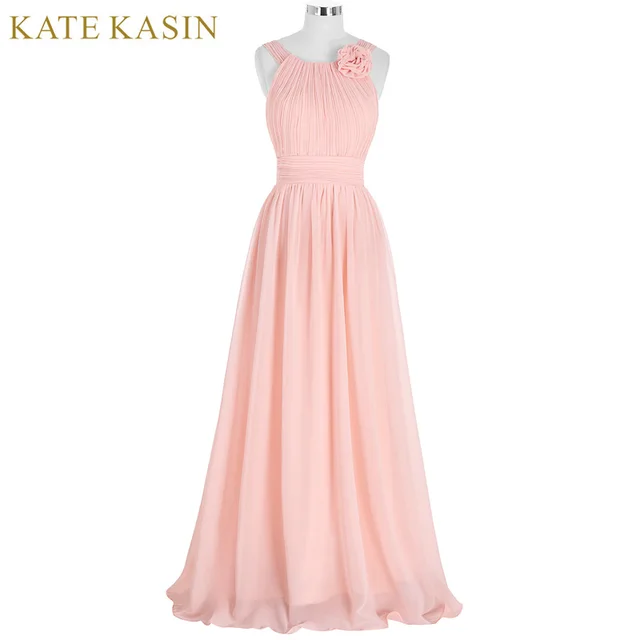 Elegant Pink Bridesmaid Dress Long Chiffon Vestido de Festa de Casamento Beach Bridesmaid Dresses 2017 Wedding Formal Dress