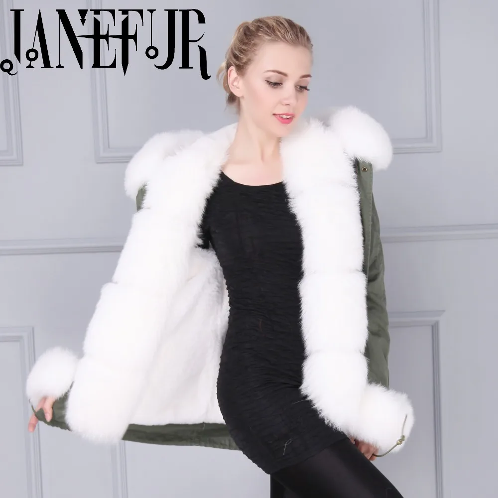 Warm Fox Fur Collar Trimming Women Fur Parkas Coats Faux Fur Lining Winter Out Wear for Men and Women