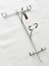 New Whole Stainless Steel Bondage Frame Dog Slaves BDSM Set Handcuffs Shackles Fetter Anklet Cuff Neck Collar Dildo Sex Toy