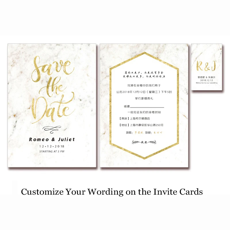  Pink Pocket Wedding Invitation Save the Date Customized Invitation Cards - Set of 50 - 32858557653
