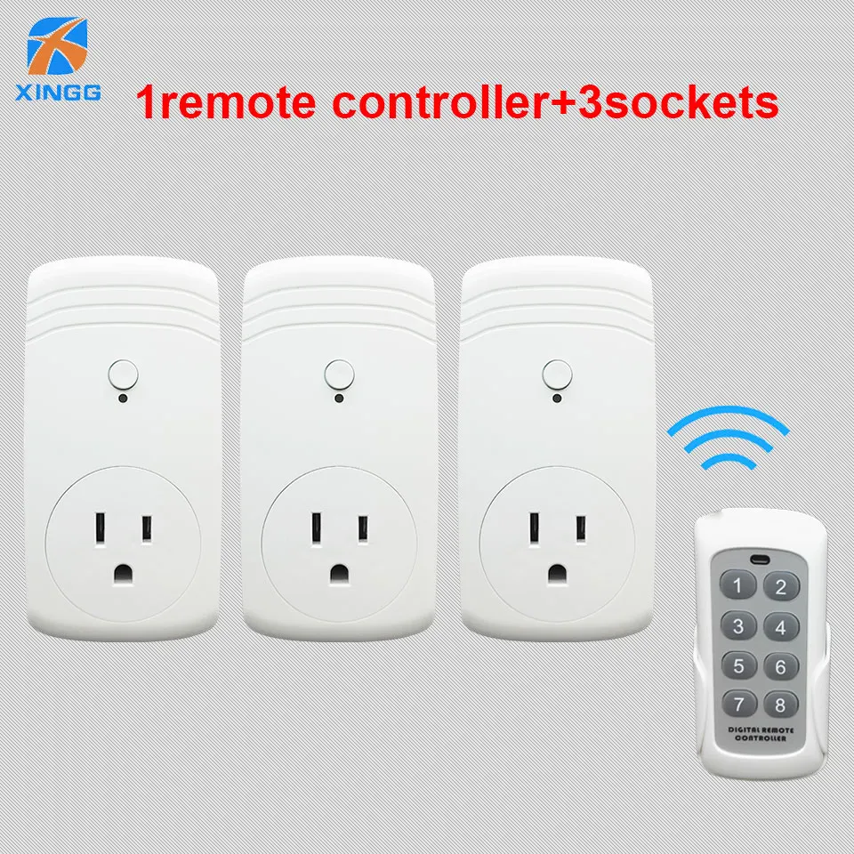 

3pcs Wireless RF 433MHz Intelligent 3 Smart Electrical Power Plug Socket Outlet W/ Remote Control Switch 1 Transmitter US EU UK