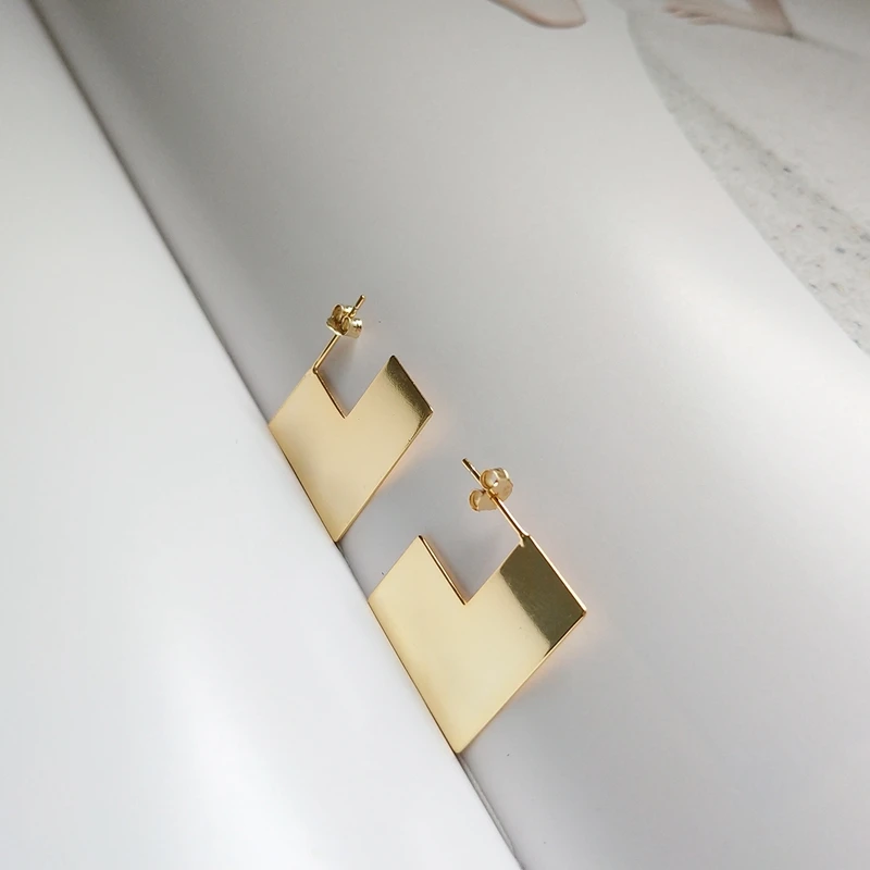 

LouLeur 925 sterling silver right angle earrings urban white collar style fashion temperament earrings for women charms jewelry