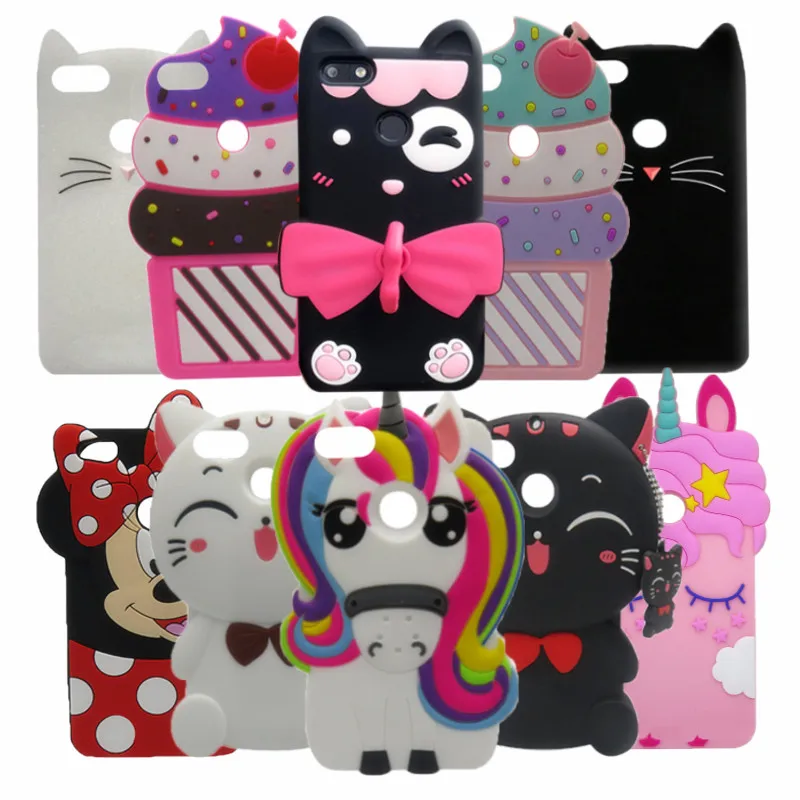 

For Huawei P Smart 3D Silicon Minnie Cupcake Cat Cartoon Soft Cell Phone Case for Huawei Enjoy 7S /P Smart 5.65 inch Cover