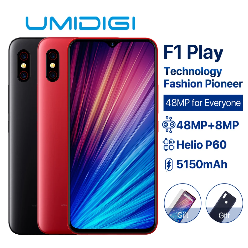Смартфон UMIDIGI F1 Play Android 9,0, 6,3 дюймов, полный экран, 48MP+ 8MP+ 16MP, 6 ГБ+ 64 ГБ, две sim-карты, 4G, 5150 мАч, мобильный телефон