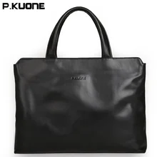 Новое поступление P. KUONE портфель Деловые сумки-почтальонки из натуральной кожи Многофункциональные мужские сумки для ноутбука