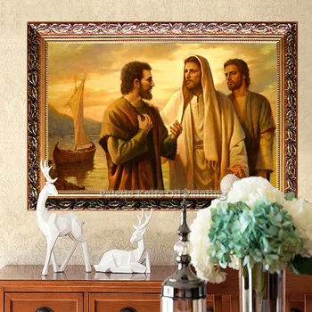 Living Room Wall Art Decor Jesus Christ Boat Oil Painting Printed On Canvas