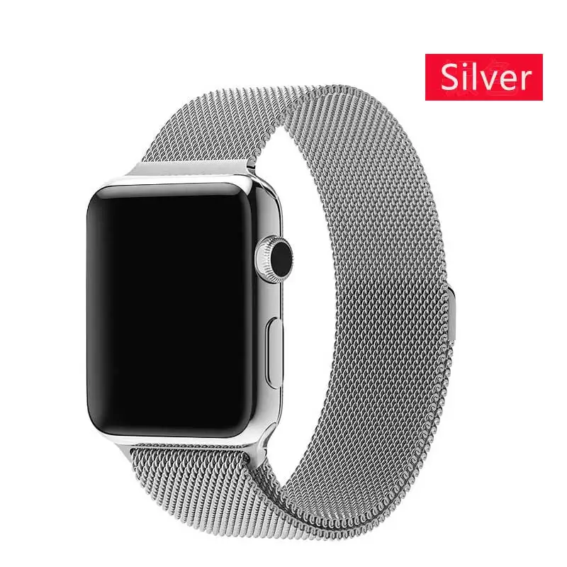 Rovtop ремешок для часов, Миланская петля, Нержавеющая сталь браслет для наручных часов Apple Watch серии 1/2/3/4/5, 42 мм, 38 мм, ремешок для наручных часов iwatch серии - Цвет: Silver Watch Strap