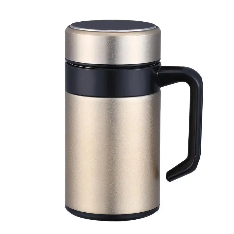 400 мл Термокружка для кофе из нержавеющей стали офисная изоляционная чашка с чайным фильтром бутылка для воды вакуумная колба стакан для мужчин подарок - Цвет: Gold