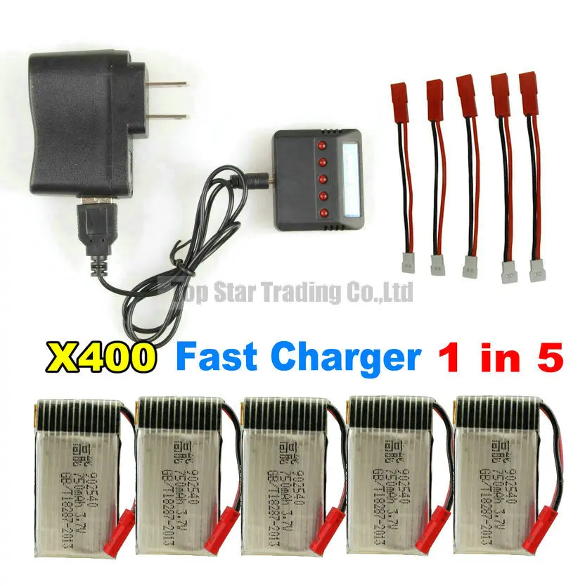 MJX RC Helicopter Spare Parts X400 X300C Battery 3.7V 750mAh With Fast Balance Charger 1 In 5 | Игрушки и хобби