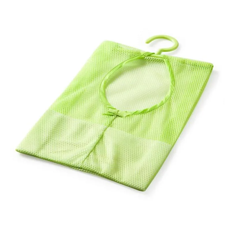 1pc Kitchen Bathroom Clothesline Storage Dry Doll Pillow Shelf Mesh Bag Hook drying clothes convenient Blue Green Pink R02 (2)